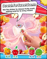 Reward Smelly Roll Stickers for 4 Rolls, 1200 PCS 4 Scent Scratch and Sniff S…