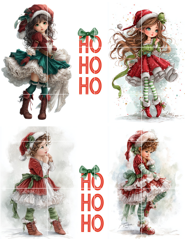 Girl In Xmas Outfit Collage Supplies Scrapbooks Junk Journal Card Making Topper