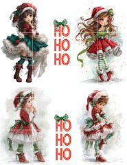 Girl In Xmas Outfit Collage Supplies Scrapbooks Junk Journal Card Making Topper