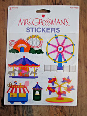 Vintage Mrs. Grossman’s Stickers One Sheet Carnival Rides Fair Carousel Ferris