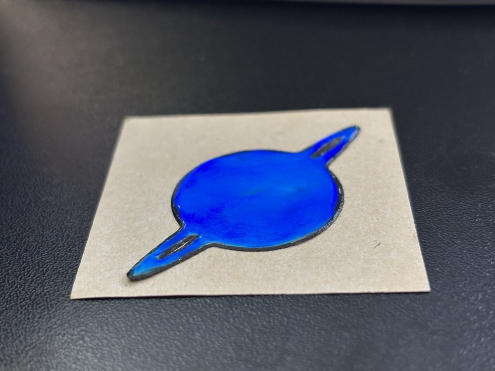 ✨ Vintage 1980s Mystik Oilies Puffy Sticker – Saturn Planet Space Design – Rare