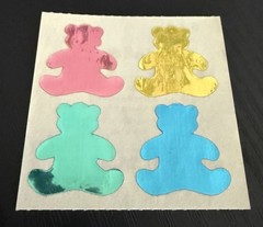 Vintage 1980s Stickers Mylar Foil Bear Small World Greetings 1984 NOS Module
