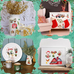 12 Sheets Christmas Rub on Transfers for Crafts and Furniture Christmas