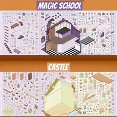 2 (3D) 8.89 x 7.48 Isometric Scene Rooms. Castle and Magic School.