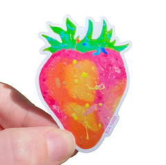 Lot of 5 Weatherproof Vinyl Stickers: Splatter Paint Strawberry