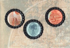 Graphic45 WORLD’S FAIR #302 (3) BLACK Bottle Cap Accents scrapbooking CRAFTS