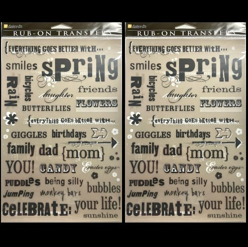 LOT OF 2 SETS DAISY D’S RUB-ON TRANSFERS IMAGES SPRING DESCRIPTIVE WORDS SEASONS