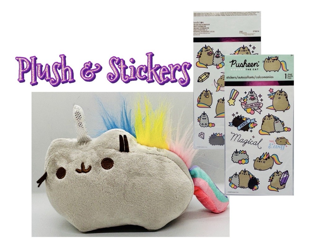 Pusheenicorn Holographic Sticker Sheets & Pusheenicorn Anime 5” Plush New