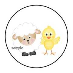 30 CUTE SHEEP & BABY CHIC ENVELOPE SEALS LABELS STICKERS 1.5″ ROUND EASTER FARM