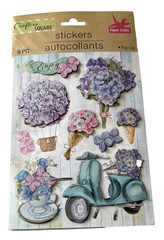 Crafters Square Purple Pink Bouquet Floral 9 Pc Pop Up Stickers French Scooter