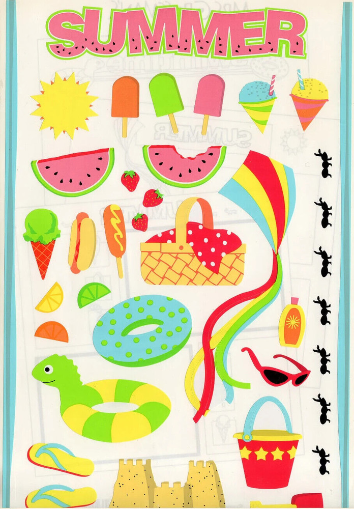 5 Sheets Mrs Grossman Stickers – 6×9″ 2004 Gigi Sproul Summer Beach Watermelon