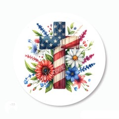 USA LABELS PATRIOTIC CROSS USA SCRAPBOOK STICKERS FAVORS ENVELOPE SEALS
