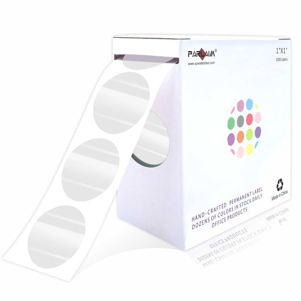 PARLAIM 1 inch Round Clear Circle Dot Sticker, 1000pcs Transparent Adhesive L…