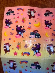 Lisa Frank Vintage 1990’s Stickers S697 Sheet Colorful Bright DANCING RACOONS