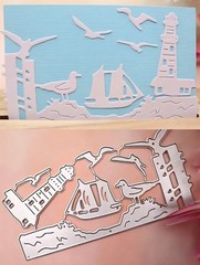 Lighthouse Beach Die Cut Ocean Sea Seagull Sailboat Ship Cutting Dies Boat Birds