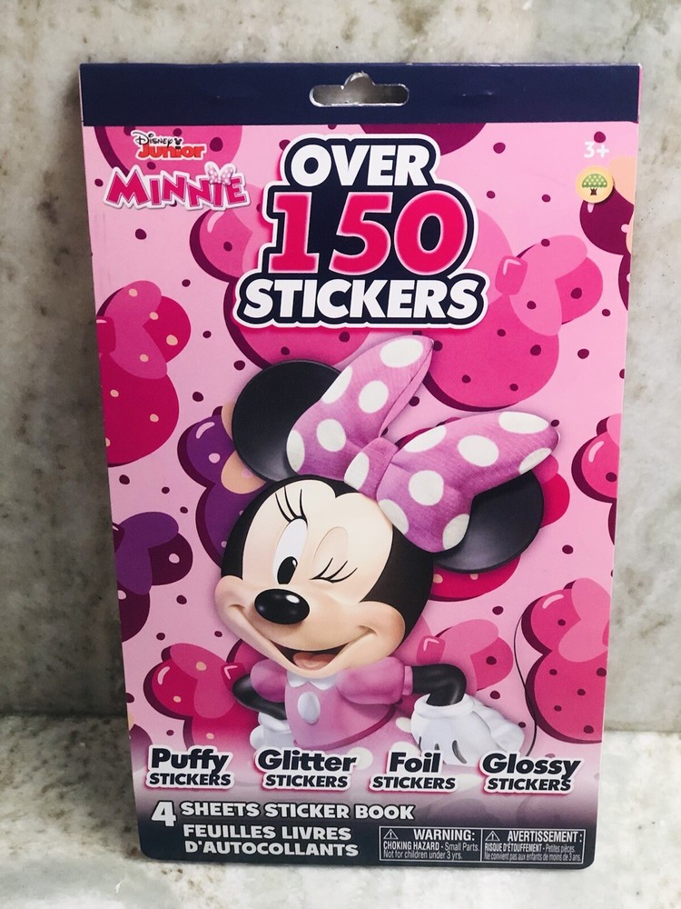 DisneyJunior Minnie Puffy/Glitter/Foil/Glossy Over 150 Stickers.ShipN24Hours.