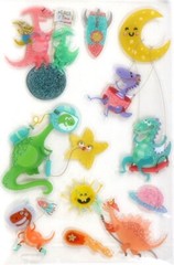 Glitter Dinosaur Fun 3D Stickers Scrapbook Planner Party Supply Crafts