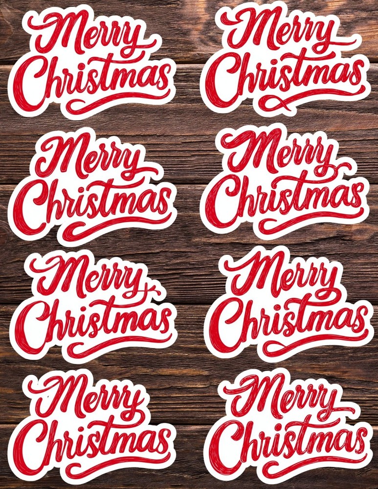 Merry Christmas Vinyl Die Cut Stickers Set Scrapbooking Laptop Water Bottle
