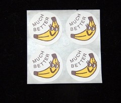 BLOCK OF 4 CTP 1977 MATTE SCRATCH & SNIFF STICKER *BANANA* MUCH BETTER VERSION