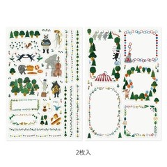 Midori Stickers Yuru Log Forest Animal Pattern 2 Sheets 82672006 Washi Paper
