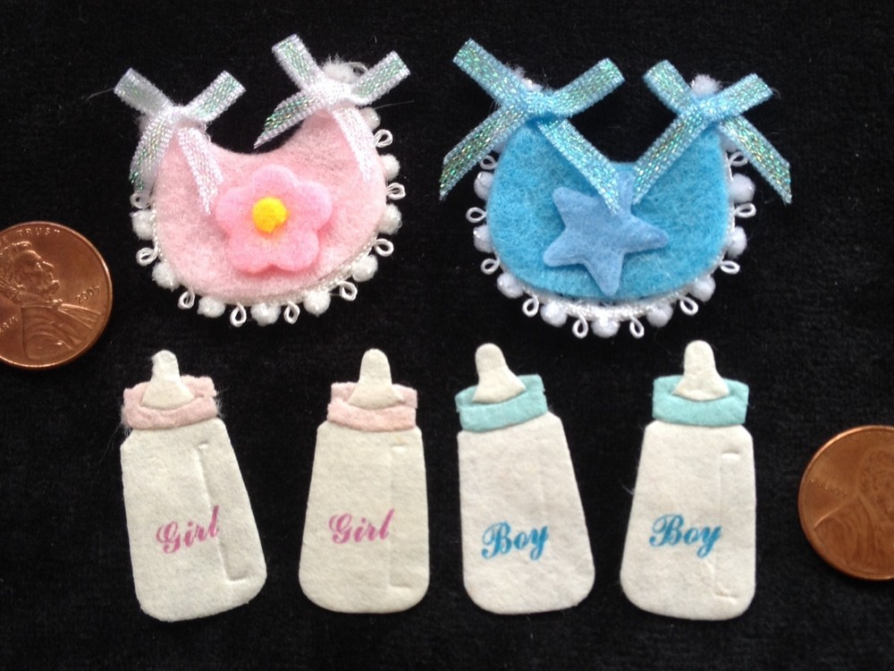 6 bib bibs Bottle bottles Paper Fabric Baby boy Girl babies miniature Scrapbooks