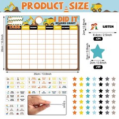 Magnetic Reward Chart for Kids at Home Construction Theme I Did It Motivate B…