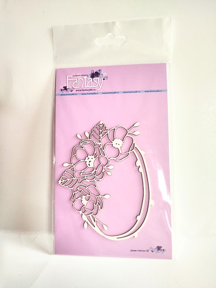 Fantasy Flower Oval Frame Chipboard Die Cut #FCH-542