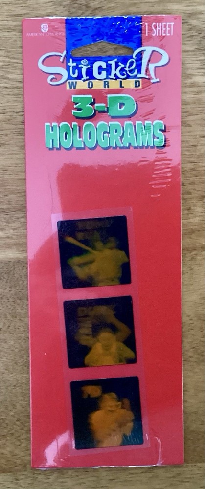 VTG AMERICAN GREETINGS STICKER WORLD 3-D HOLOGRAMS, Sports Themed, NIP