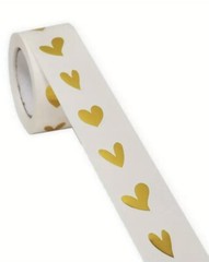 500 pcs Sticker Seals Roll Transparent Clear gold foil Heart Self Adhesive NEW