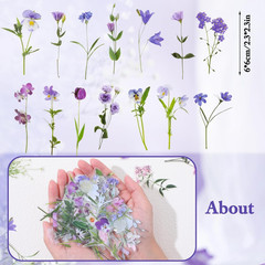 120 Pcs Transparent Flower Stickers for Scrapbooking PET Nature Plant Floral Sti