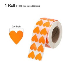 Heart Shaped Sticker 3/4″ Self-Adhesive Love Label Orange 2000 Pcs