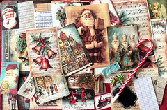 #23 NEW – VINTAGE JUNK JOURNAL 3D CHRISTMAS 60 pcs 3D KIT with Candy Cane Pen