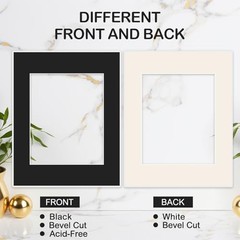 15 Pack 11×14 Picture Mats for 8×10 Photos Black Bevel Cut Mat Board Frame Kit