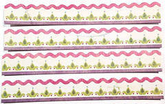 K&Company Pink Purple Henna Flowers Borders 4pc Glitter Scrapbook Stickers 6″