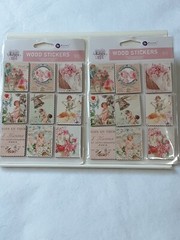 NEW Prima Magic Love Wood Stickers 2 pk bundle 9 1.5×2 inch blocks angels flowe