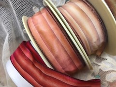vintage 1″ french wire stripe acetate rayon ombre ribbon 1yd made in France