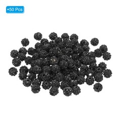 8mm Rhinestone Clay Beads, 100 Pcs Polymer Clay Crystal Charm Beads Black