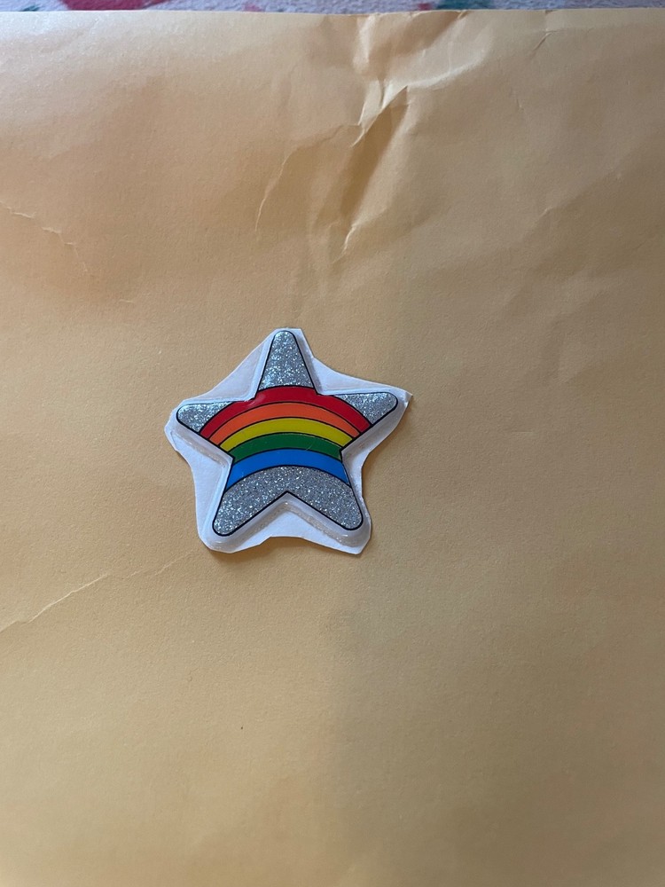 Vintage 1980s Puffy Glitter Star Rainbow Sticker
