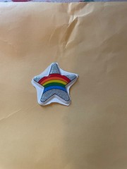 Vintage 1980s Puffy Glitter Star Rainbow Sticker