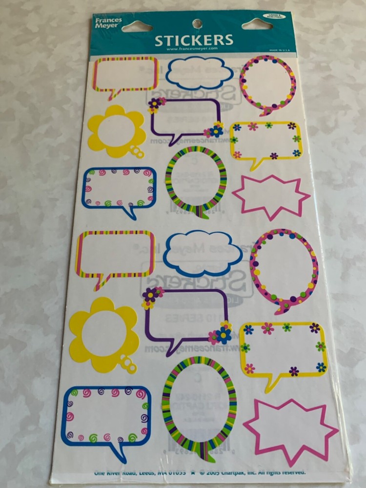 FRANCES MEYER FMI STICKERS BUBBLE THOUGHTS BORDERS BUBBLE 4-WORDS BORDERS 18 PCS