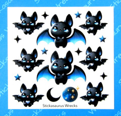Halloween Bats Blue & Black Sticker Sheet