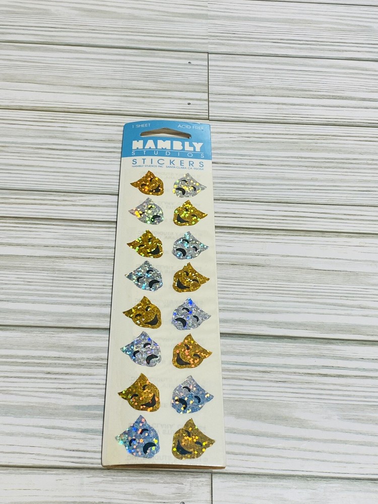 Vintage Nambly Studios Prismatic Comedy & Tragedy Stickers Sealed Sheet 1990’s