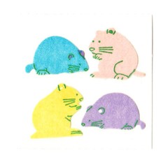 Vintage 80’s Great Seven 7 FUZZY Colorful Mice Hamsters Sticker Mod