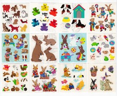 Vintage Sandylion Teddy Bear Bunny Dog Kromekote Glitter Stickers -You Choose