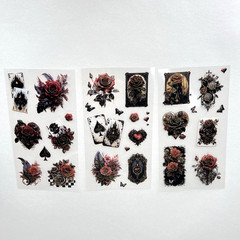 Gothic Rose Playing Card Stickers Scrapbooking Junk Journal Planner Card Making