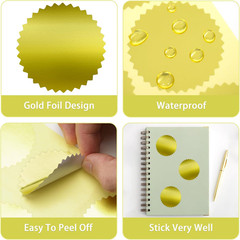 200 PCS Gold Foil Stickers – 2» Gold Stickers for Envelope Seals | Metallic Emb