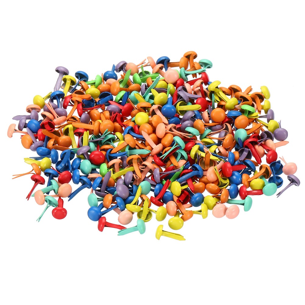300 Pcs 4.5 x 8 mm Mini Brads for Paper Crafts Paper Fastener Assorted Colors