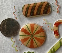 CHRISTMAS CANDY Epoxy Stickers(5pc)Candy Cane•Cake •Peppermint•Card Making•