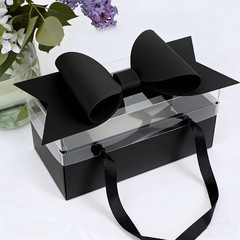 10pcs Vintage Floral & Fruit Clear Gift Boxes with Bows, Decorative Boxes6825