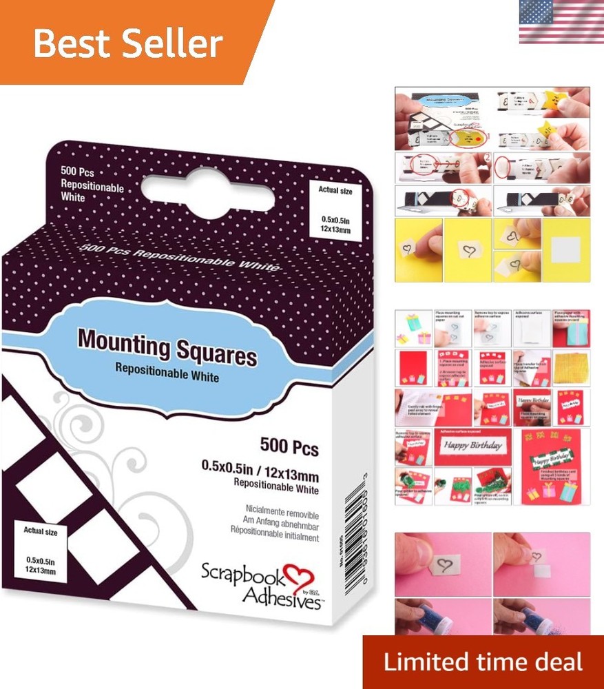BY 3L by 3L Repositionable Permanent Mounting Squares, 1/2-Inch x 1/2-Inch, 5…